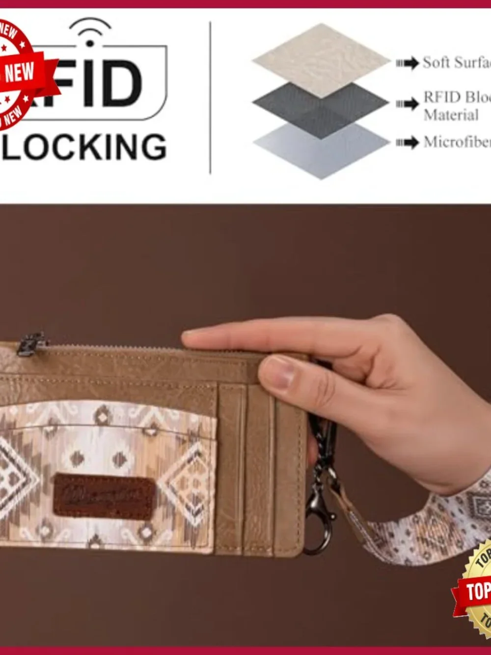 Western Whipstitch Tote Bag with Slim Card Holder Wristlet Set - Picture 3 of 6